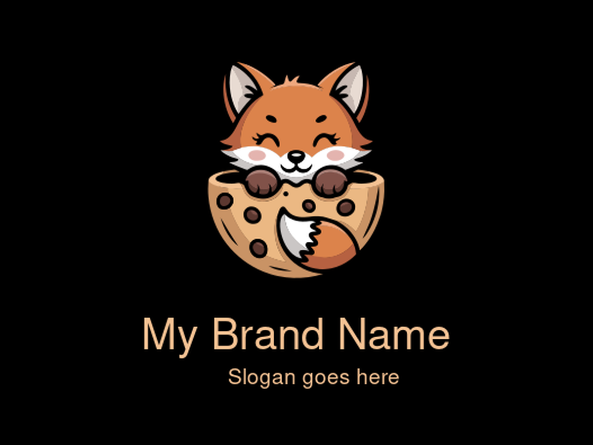Cute Fox in Chocolate Chip Cookie Logo Design for Fun Bakery and Snack Brands